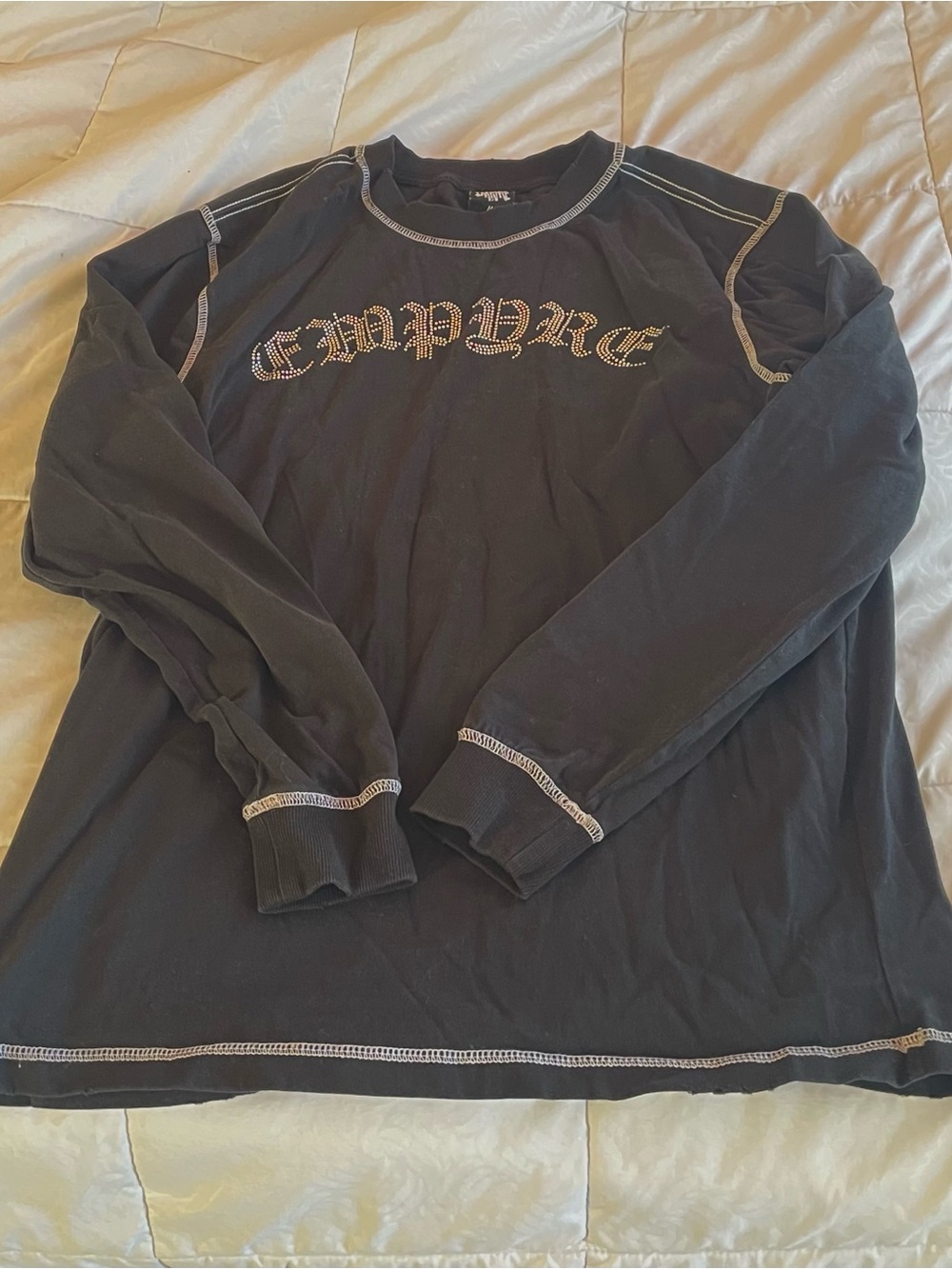 EMPYRE Men’s Black Long Sleeve Shirt with Contrast Stitching